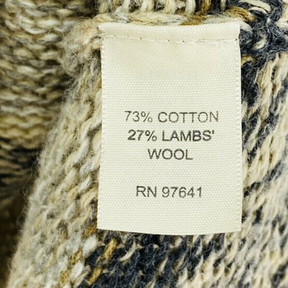J Jill 1 Button Cardigan Sweater Medium Lambs Wool Blend Striped Neutral Colors - Picture 7 of 7